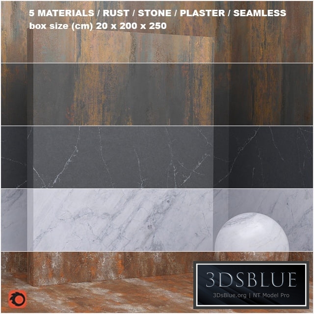 5 materials (seamless) - stone, plaster - set 26