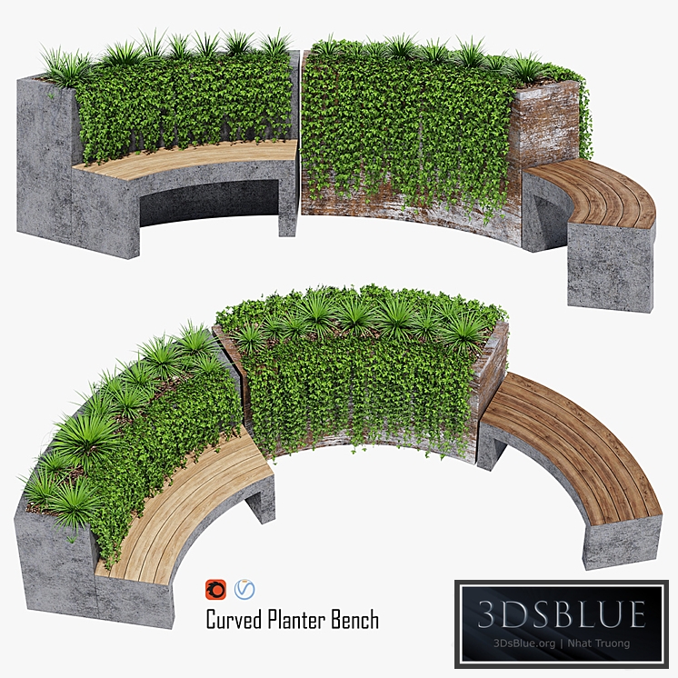 Curved planter bench two