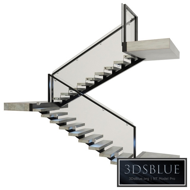 Ladder made of concrete, metal and glass with backlight illuminated PROFI LED IP44