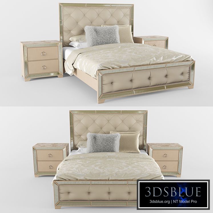 Bed Ailey With Mirrored Accents
