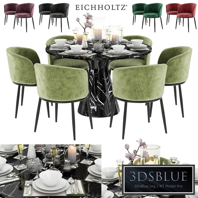 EICHHOLTZ Dining Table Turner 110660 110661 & Chair Filmore 111994 111995 111996 111997 111994 & Décor set