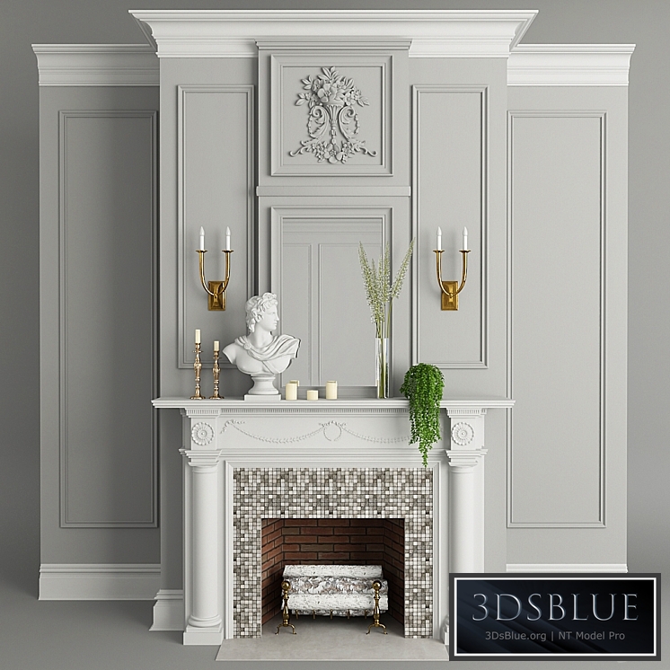 Fireplace, decor, plants