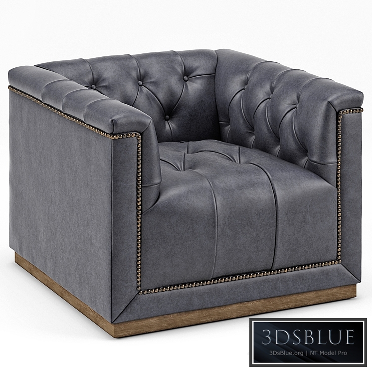 Emmy Rustic Lodge Black Leather Tufted Cube Armchair