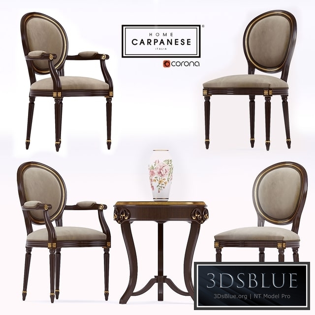 Coffee table with Carpanese armchairs.