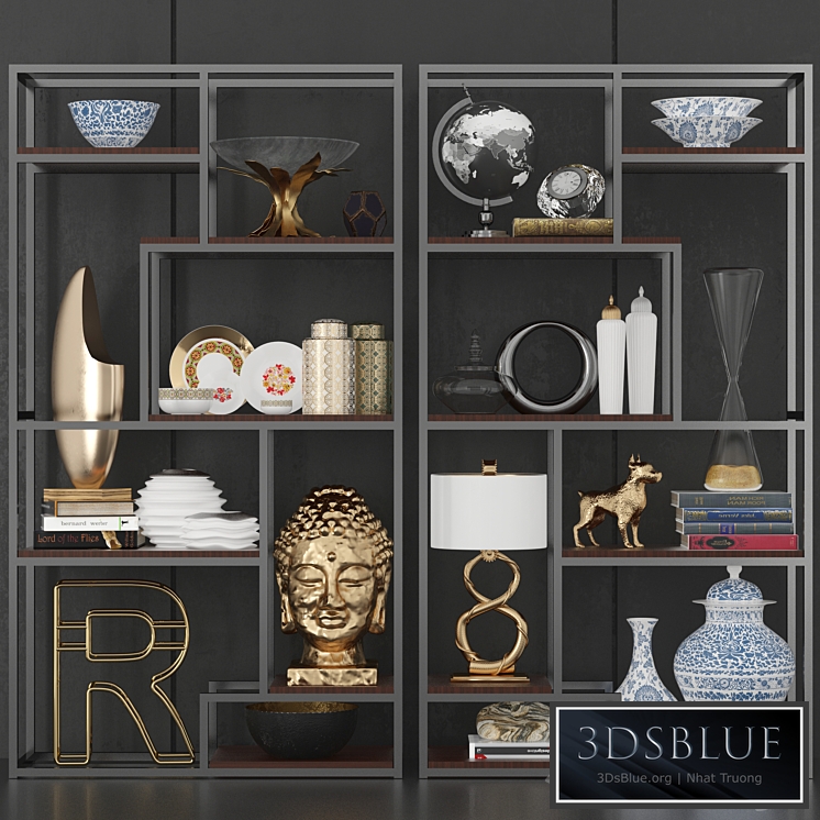 Minimalist shelving with decor and accessories for design projects 7