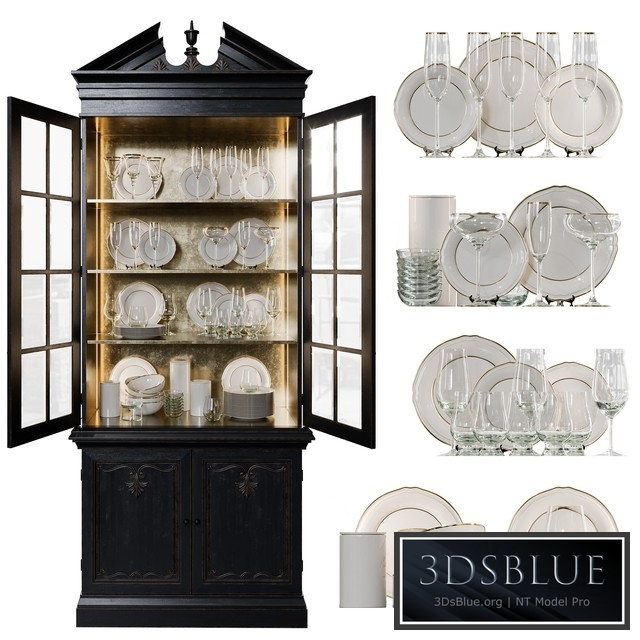 Antique Сupboard With Dishes