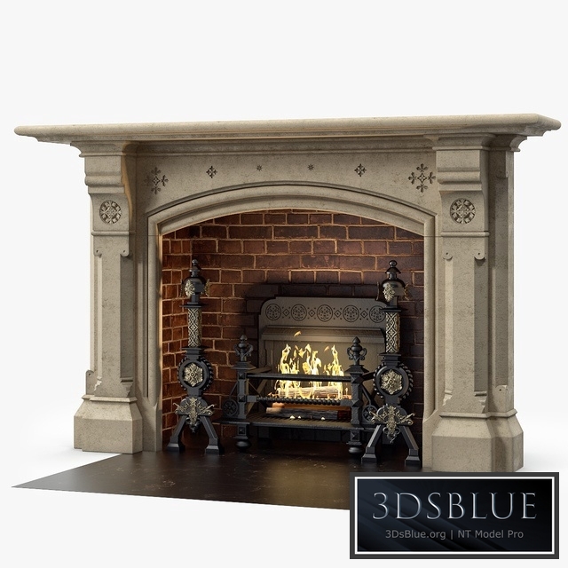 Westland London A Large Yorkstone Gothic Style Antique Fireplace Stock No 14223