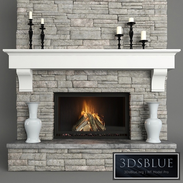 Stone fireplace