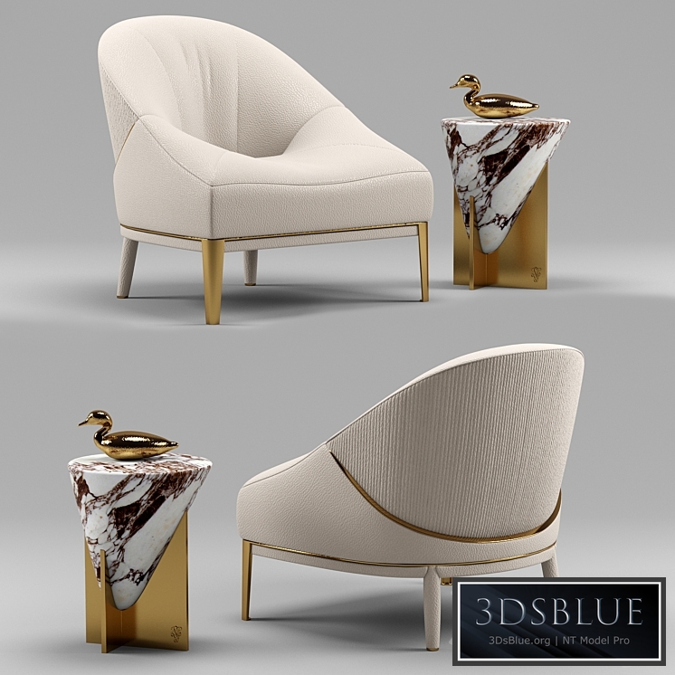 Minstrel small table and Rosemary leather armchair - Visionnaire Home Philosophy