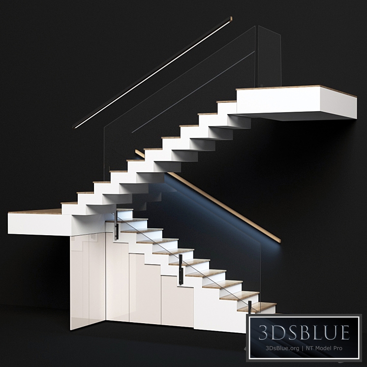 Modern staircase with built-in storage system
