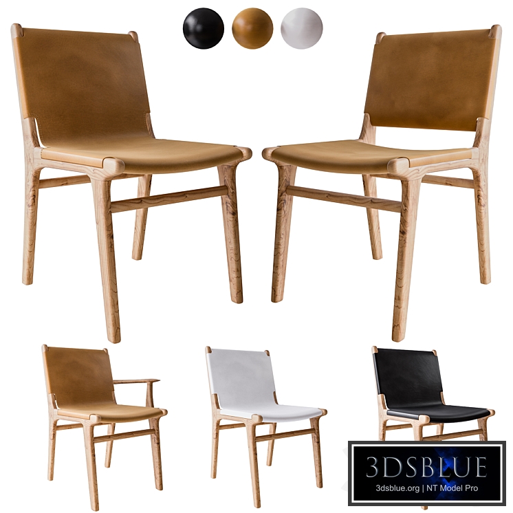 Flat and Sling Leather Dining Chairs