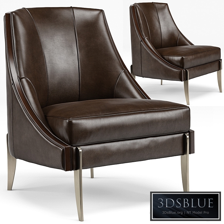 Keene Modern Classic Espresso Brown Leather Bronze Arm Chair