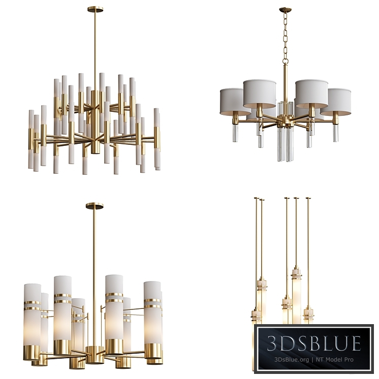 Wide Antique Brass Chandelier and pendant lamps