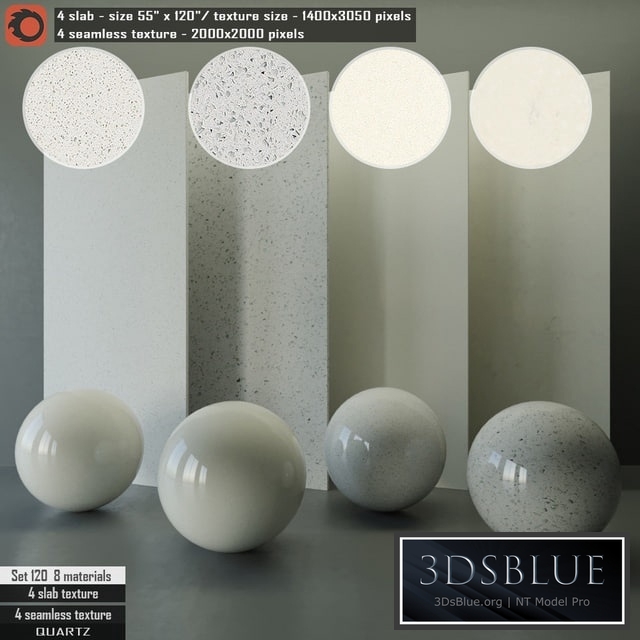 Quartz Slab & Seamless texture Set 120