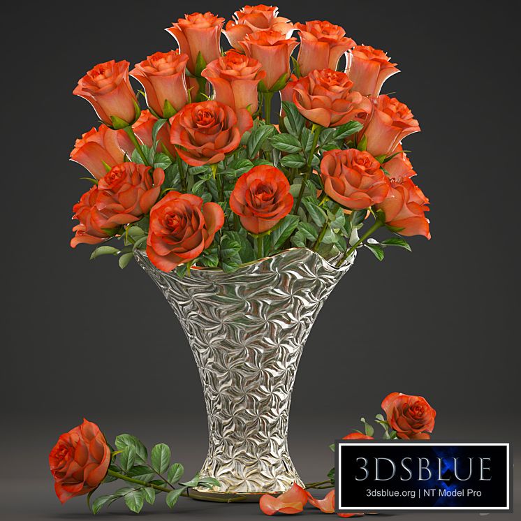 Bouquet of red flowers 14. Roses, vase, decor, classic vase