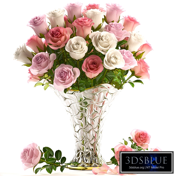 Bouquet of pink roses 18. Roses, vase, decor, white, classic vase