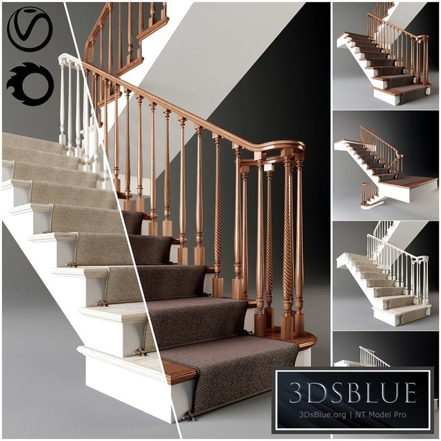 Classical staircase with carpet _ 2011 _ corona _ v-ray