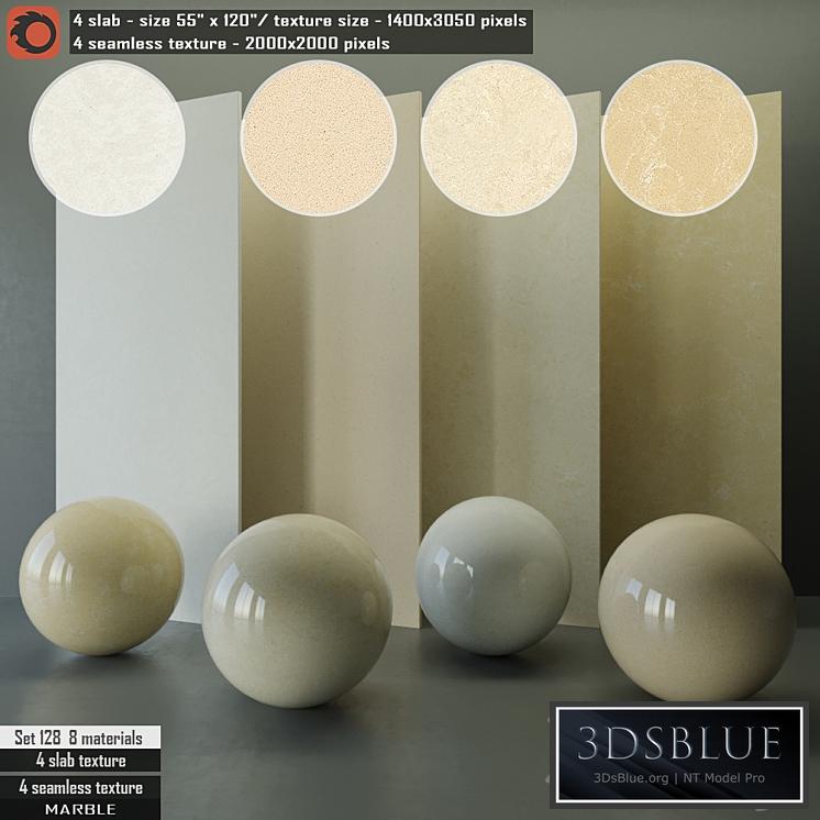 Marble Slab & Seamless texture Set 128