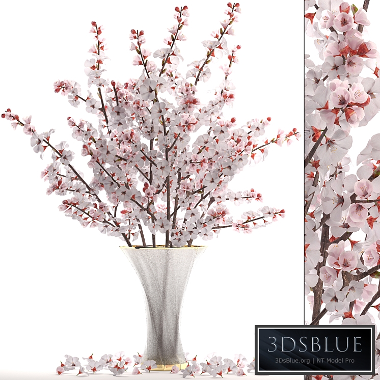 Bouquet of white flowers 24.Bouquet of cherry blossoms, sakura, branches, vase, decor, white