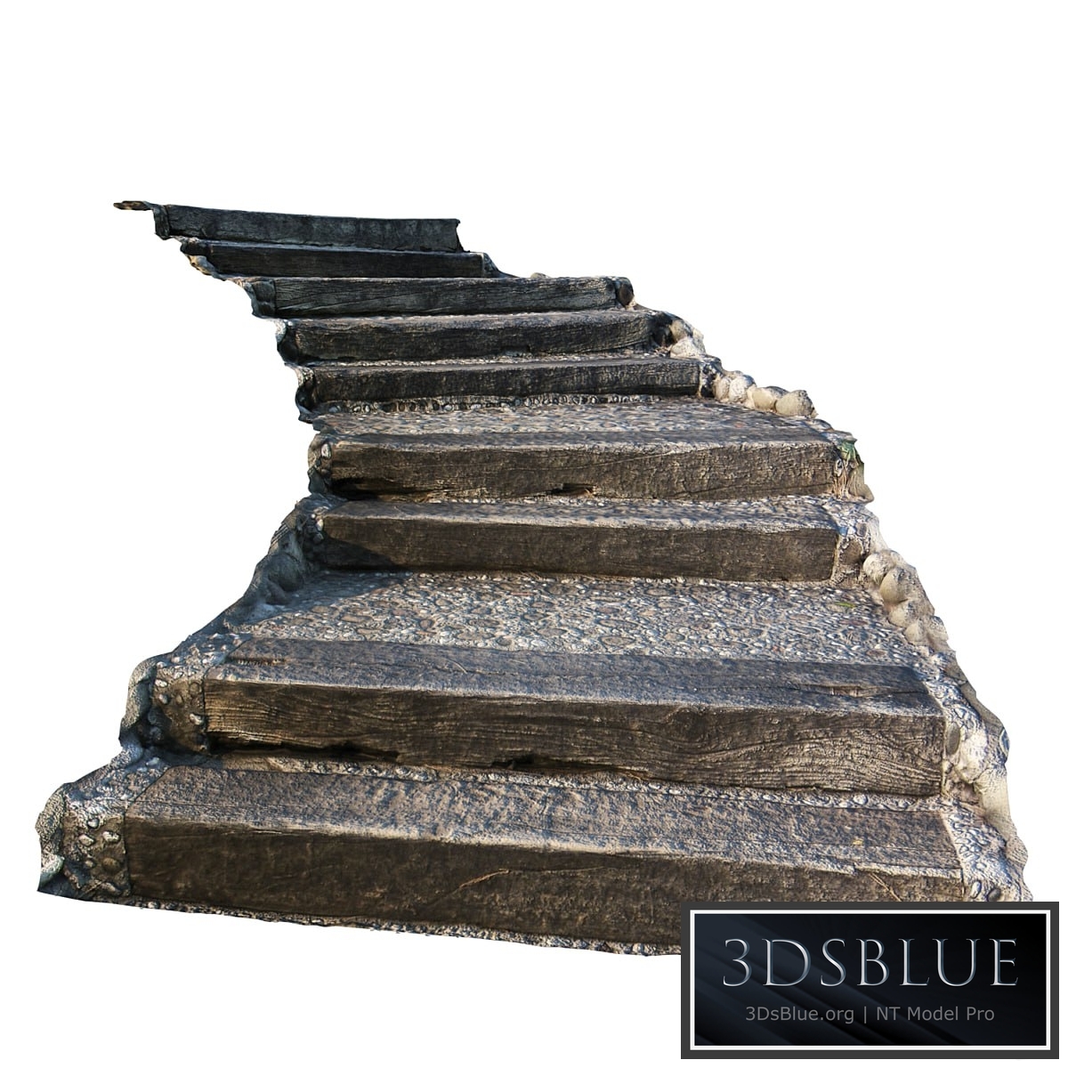 Stairs made of stone and wood for the landscape