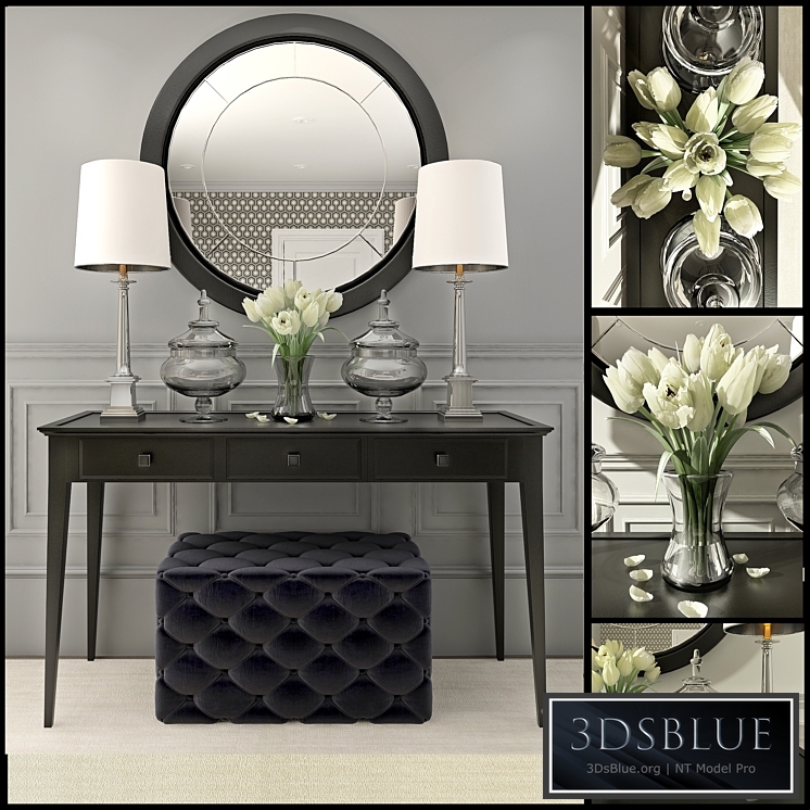 Black decor set with mirror