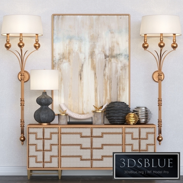 Designer chest of drawers with lamps and decor