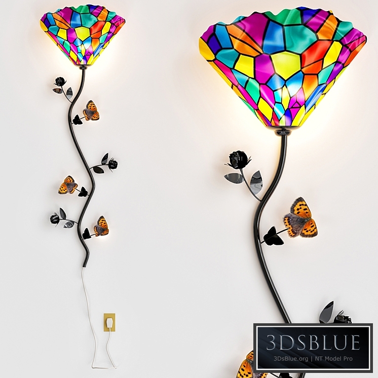 Tiffany Style Stained Glass Butterfly Spree Wall Lamp