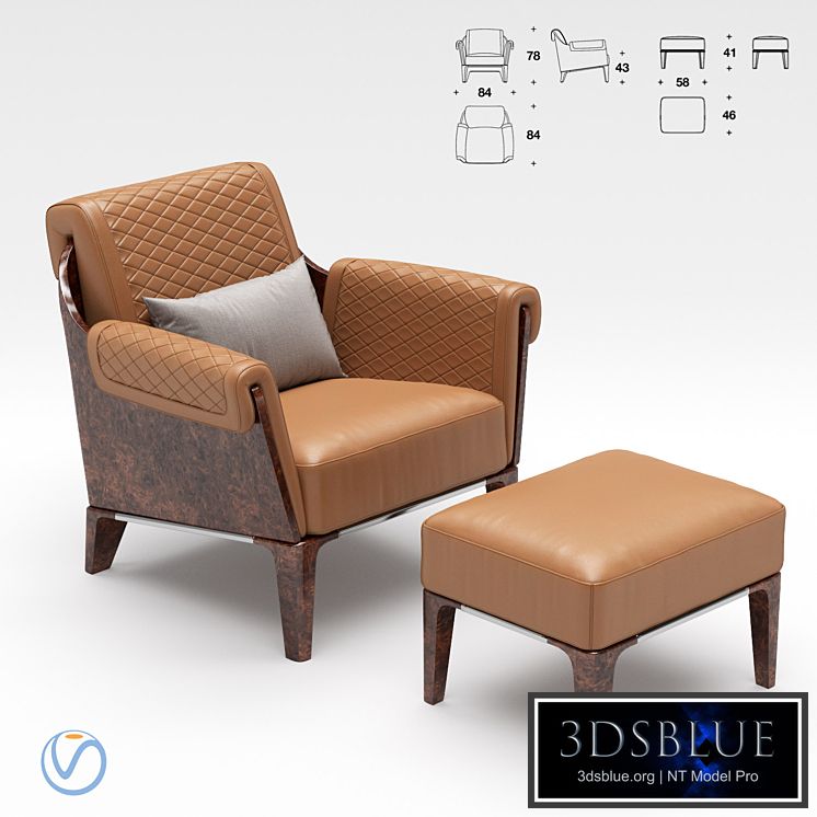 Bentley Home Sherwood ottoman with Armchair