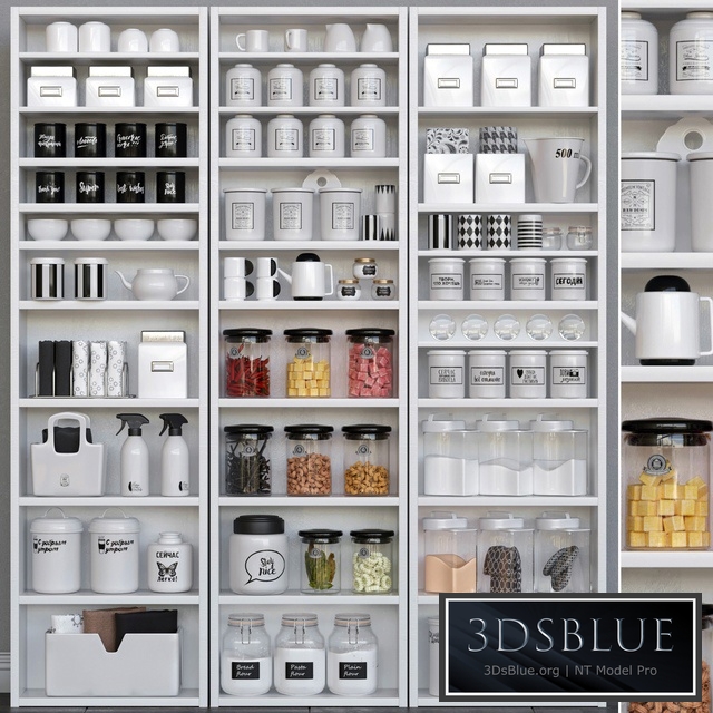 Wardrobe with kitchen accessories. Kitchenware