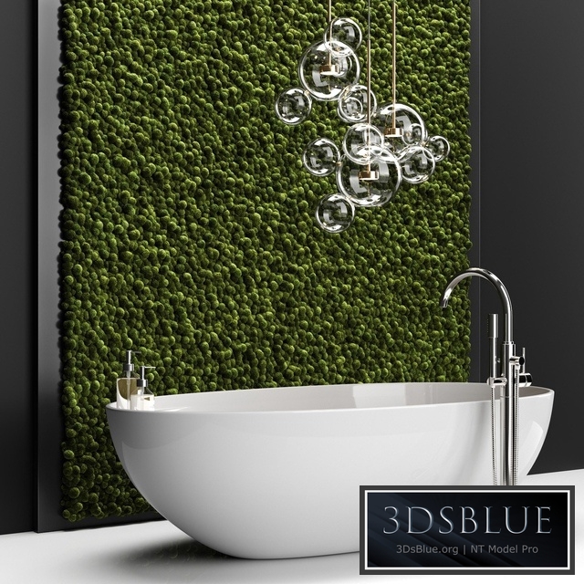 Bathroom set with moss
