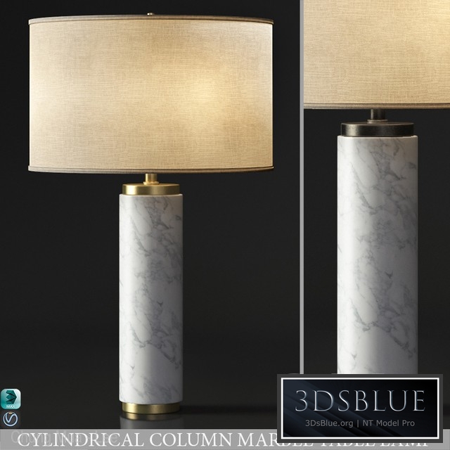 CYLINDRICAL COLUMN MARBLE TABLE LAMP