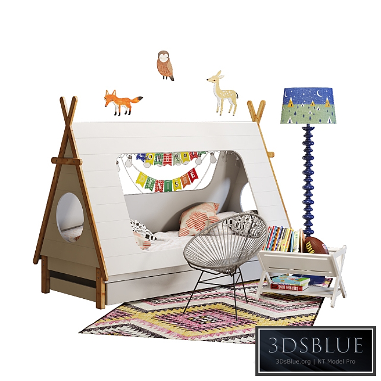 Domayne tee pee-bed with crate & barrel decor