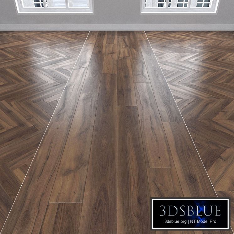 Parquet Walnut, 3 types: herringbone, linear, chevron.