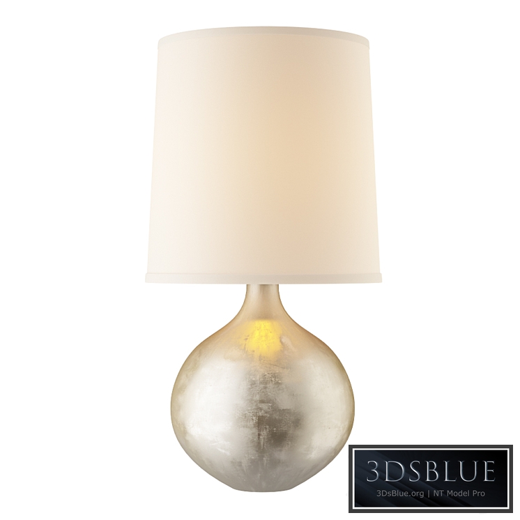 Aerin Modern Warren Mini Table Lamp In Burnished Silver Leaf With Linen Shade