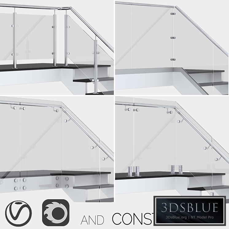 Glass fencing with handrail 4 options