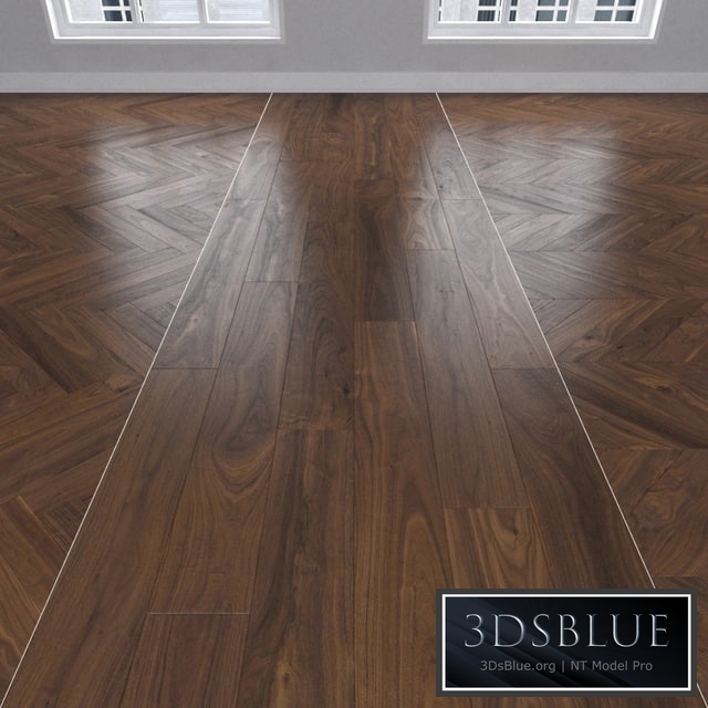Parquet American walnut, 3 kinds: herringbone, linear, chevron.