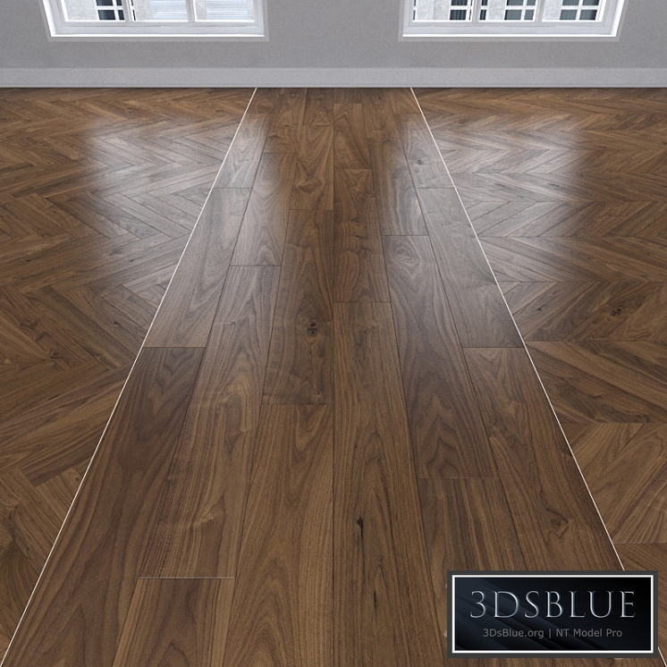 Parquet American walnut, 3 kinds: herringbone, linear, chevron.