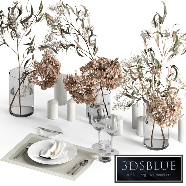 Table setting with dry plants