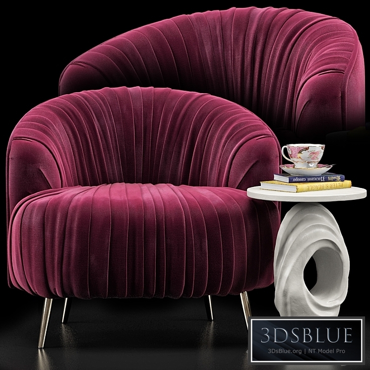 Opal Accent Chair, Papier Mache Wave Side Table 