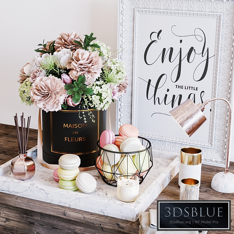 Flowers & macarons decorative set