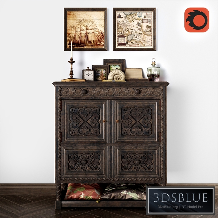 chest of drawers Winter White Antique Cabinet