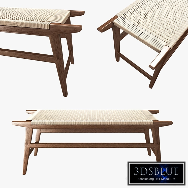 Mid Century Bench in solid walnut