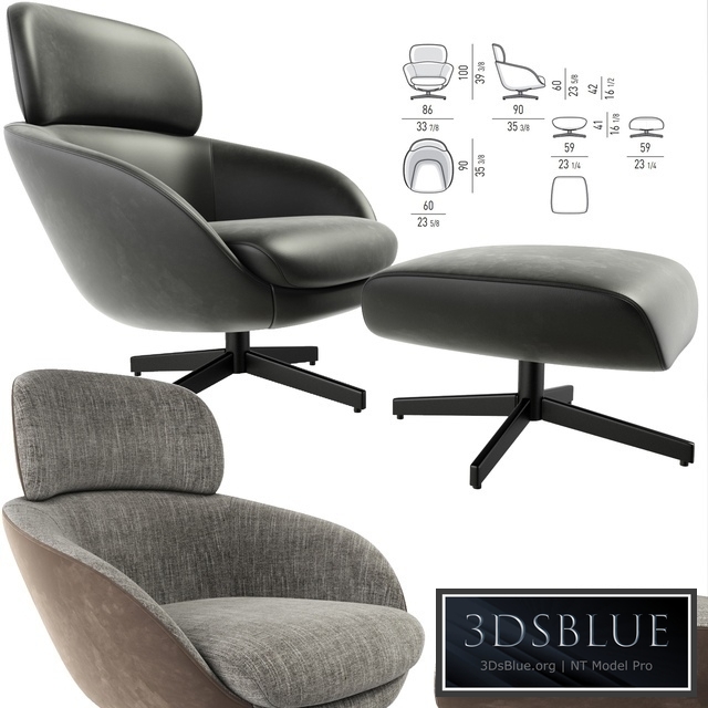 Minotti Russell Arm Chair With Puff