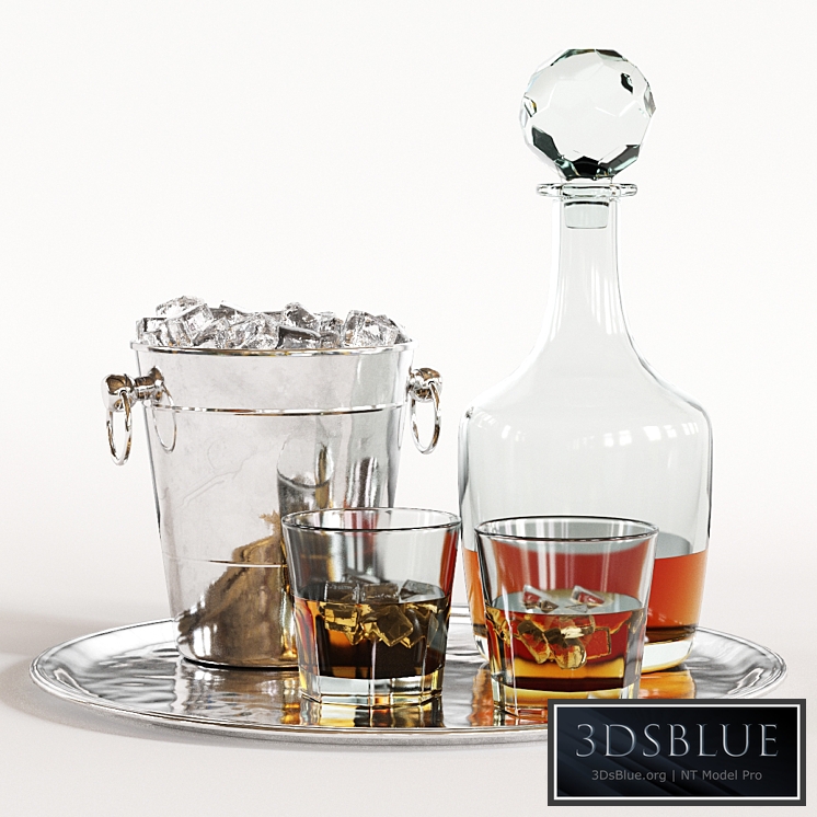 Whiskey Decanter Glass Tray Set