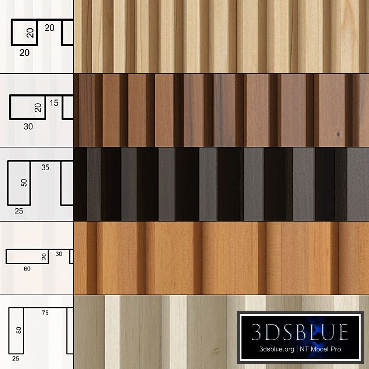 A set of panels with slats.