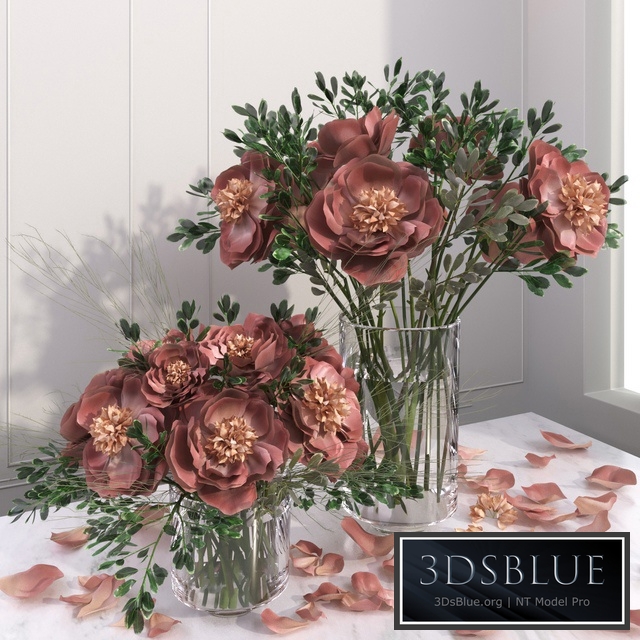 Red Pink Peony Flower Vase