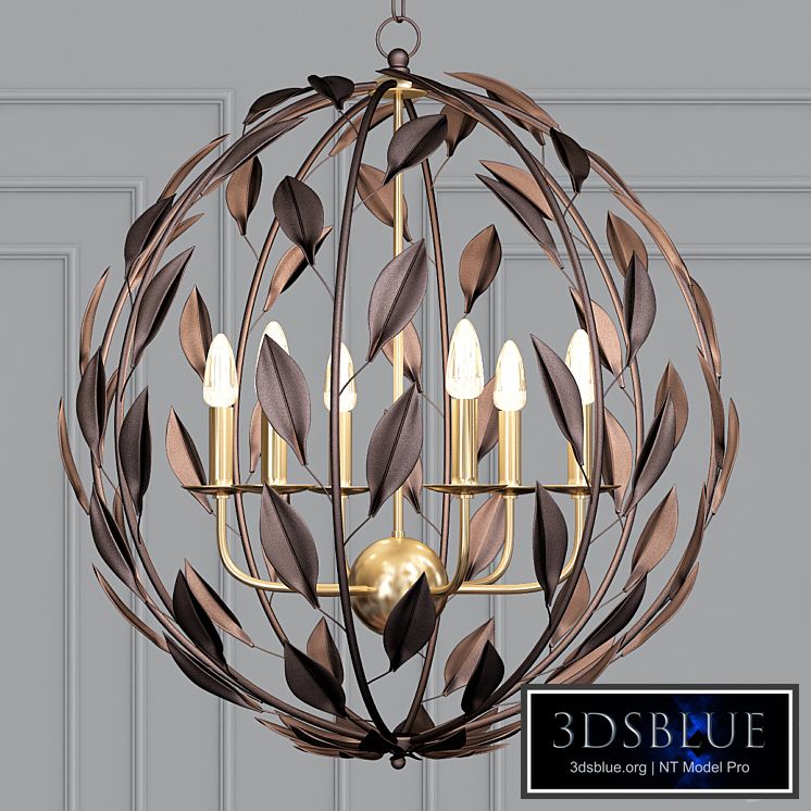 Broche 6-Light English Bronze and Antiqued Gold Sphere Chandelier