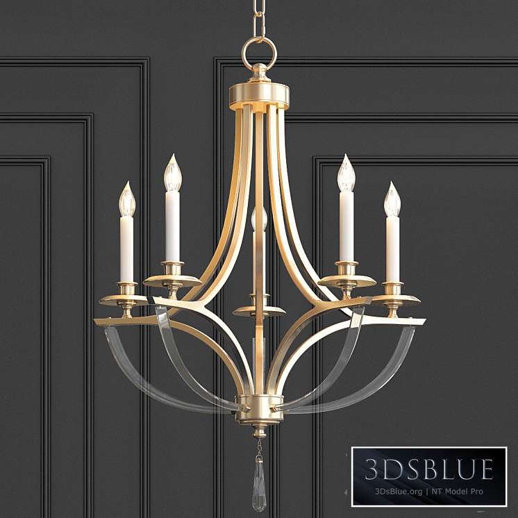 Bent 5-Light Crystal Chandelier