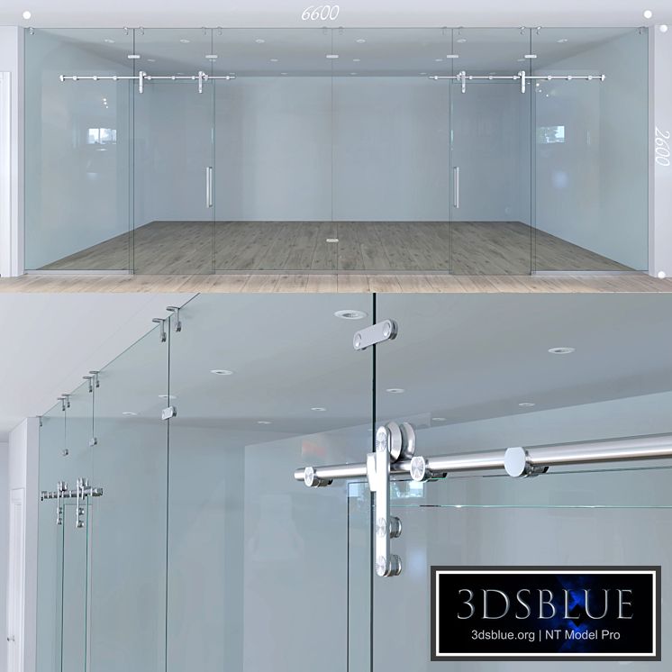 Glass partition with sliding doors - 1