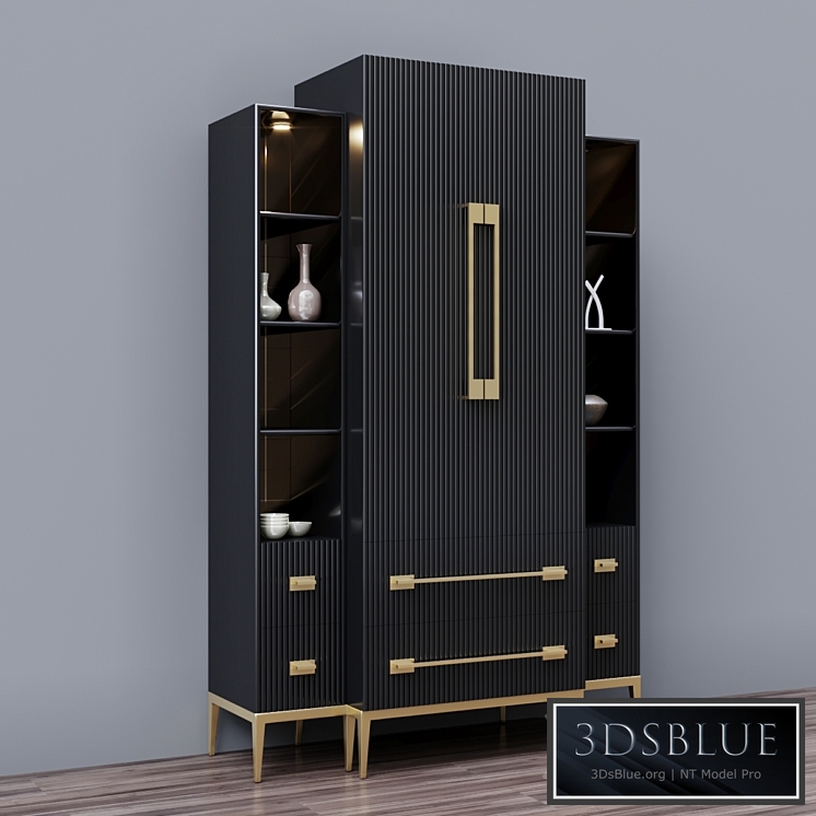 Ebony Satin Tall Cabinet